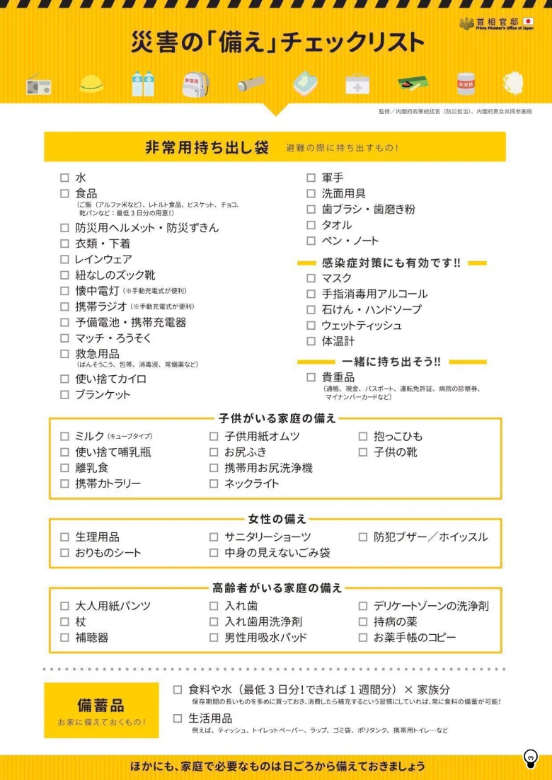 [地震 大雨]内閣監修の防災備蓄用品！最低限用意したいアイテムをチェック[防災 準備]